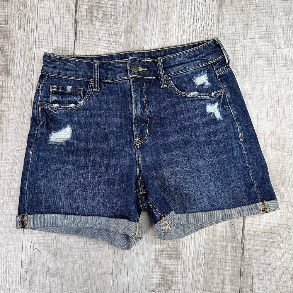 Old Navy Shorts WMNS 2 Med Wash High Rise Secret Slim Cuffed Distressed Casual